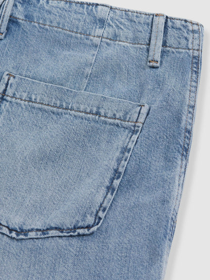 Good American Denim Shorts With Linen in Indigo Blue Women | Reiss