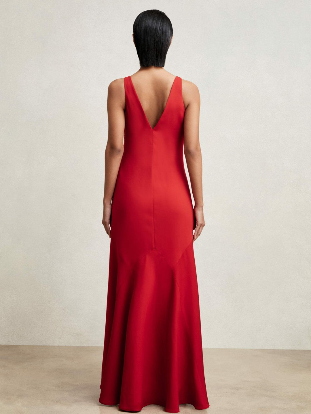 Cowl-Neck Sleeveless Maxi Dress in Red Women | Reiss
