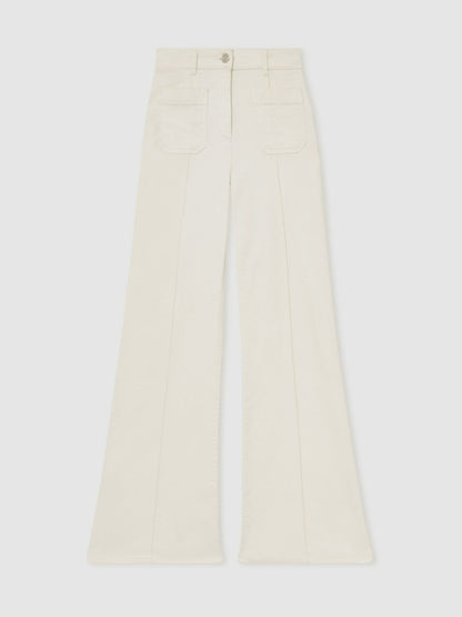 Petite Patch-Pocket Flared Jeans in Ecru Women | Reiss