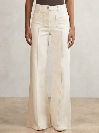 Petite Patch-Pocket Flared Jeans in Ecru Women | Reiss