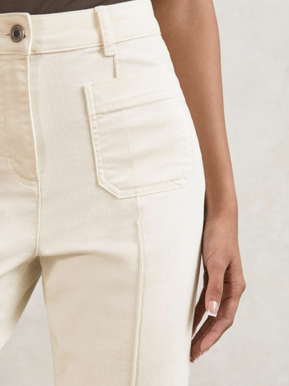 Petite Patch-Pocket Flared Jeans in Ecru Women | Reiss