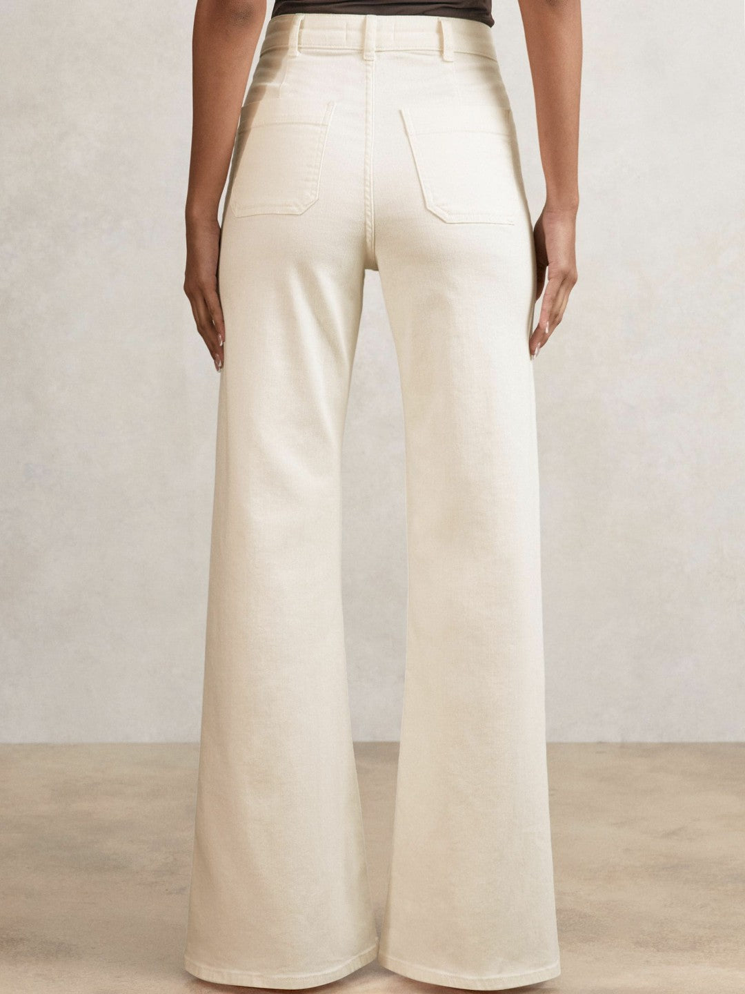 Petite Patch-Pocket Flared Jeans in Ecru Women | Reiss