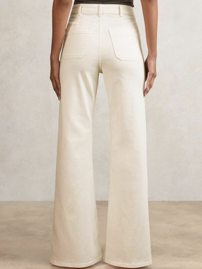 Petite Patch-Pocket Flared Jeans in Ecru Women | Reiss