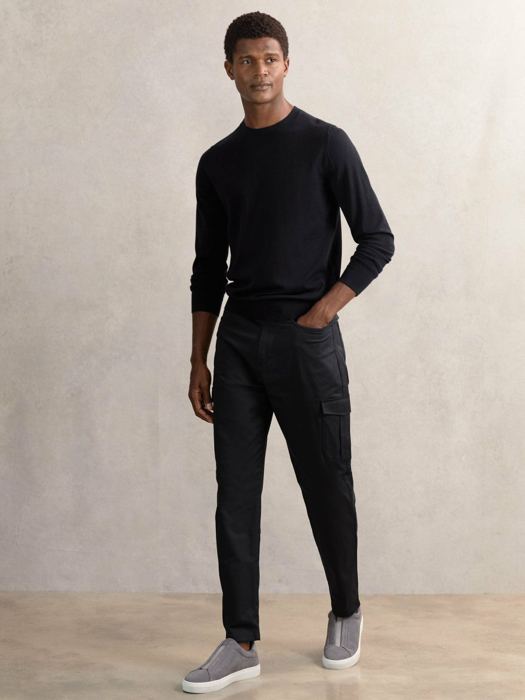 Cotton-Lyocell Cargo Trousers in Navy Men | Reiss