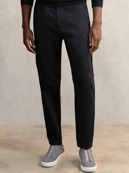 Cotton-Lyocell Cargo Trousers in Navy Men | Reiss