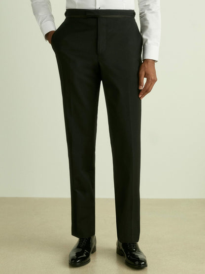 Wool-Blend Regular-Fit Tuxedo Trousers in Black Men | Reiss