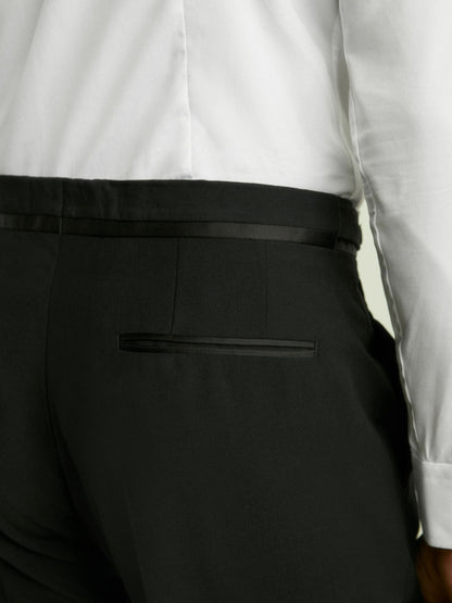 Wool-Blend Regular-Fit Tuxedo Trousers in Black Men | Reiss