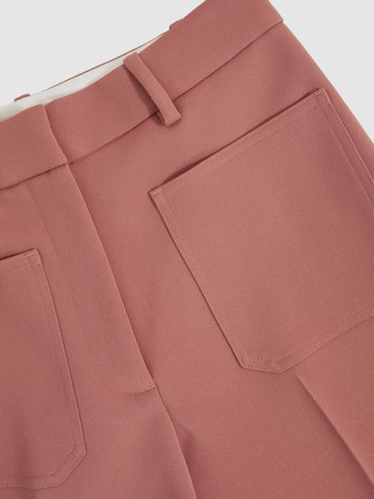 Twill Patch-Pocket Flared Trousers in Pink Women | Reiss