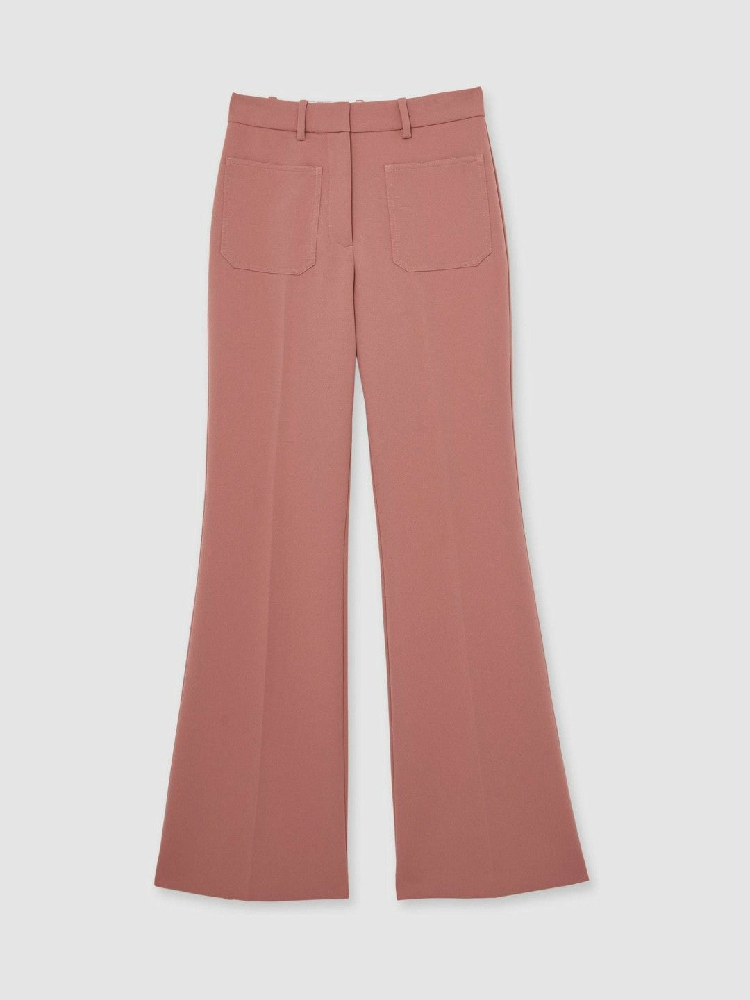 Petite Twill Patch-Pocket Flared Trousers in Pink Women | Reiss