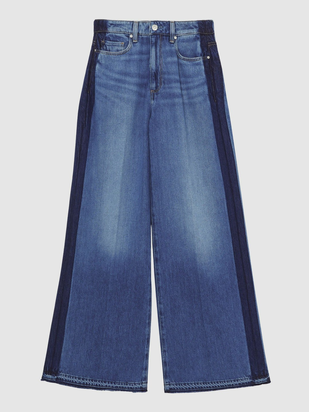 Paige Side Stripe Wide Leg Jeans in Navy/Blue Stripe Women | Reiss