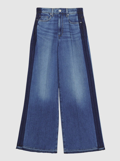 Paige Side Stripe Wide Leg Jeans in Navy/Blue Stripe Women | Reiss