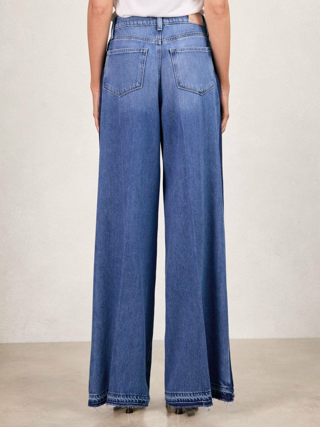 Paige Side Stripe Wide Leg Jeans in Navy/Blue Stripe Women | Reiss