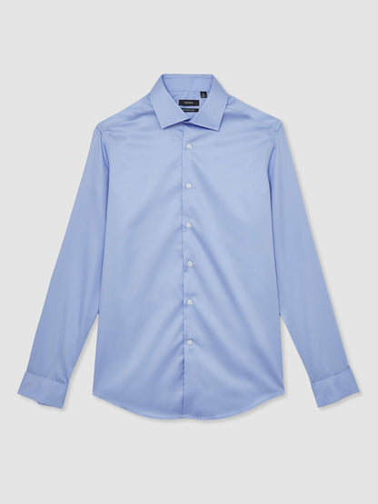 Slim Fit Slim-Fit Cotton-Sateen Shirt in Mid Blue Men | Reiss