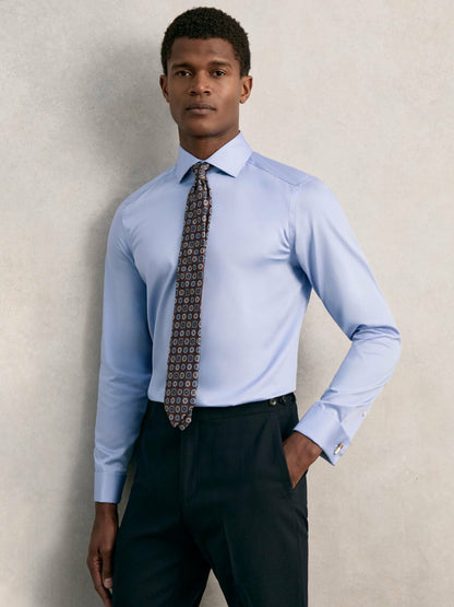 Slim Fit Slim-Fit Cotton-Sateen Shirt in Mid Blue Men | Reiss