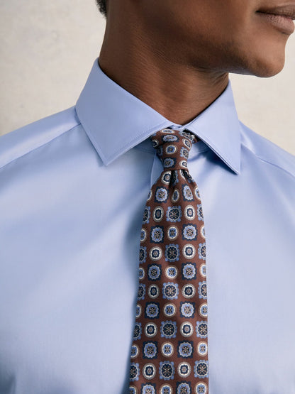 Slim Fit Slim-Fit Cotton-Sateen Shirt in Mid Blue Men | Reiss