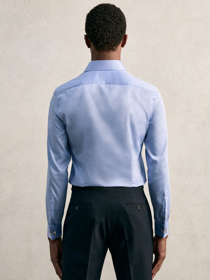 Slim Fit Slim-Fit Cotton-Sateen Shirt in Mid Blue Men | Reiss