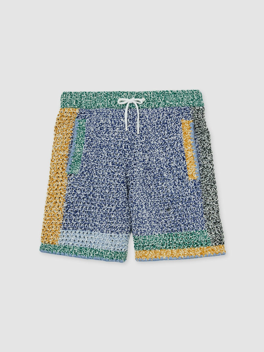 | Tom Daley Crochet Panel Shorts in Yellow/Green/Blue Multi Men | Reiss