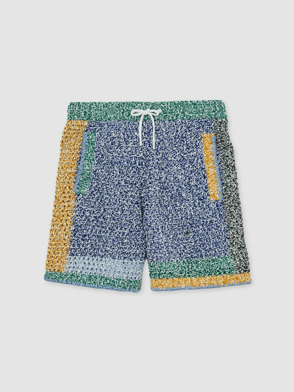 | Tom Daley Crochet Panel Shorts in Yellow/Green/Blue Multi Men | Reiss