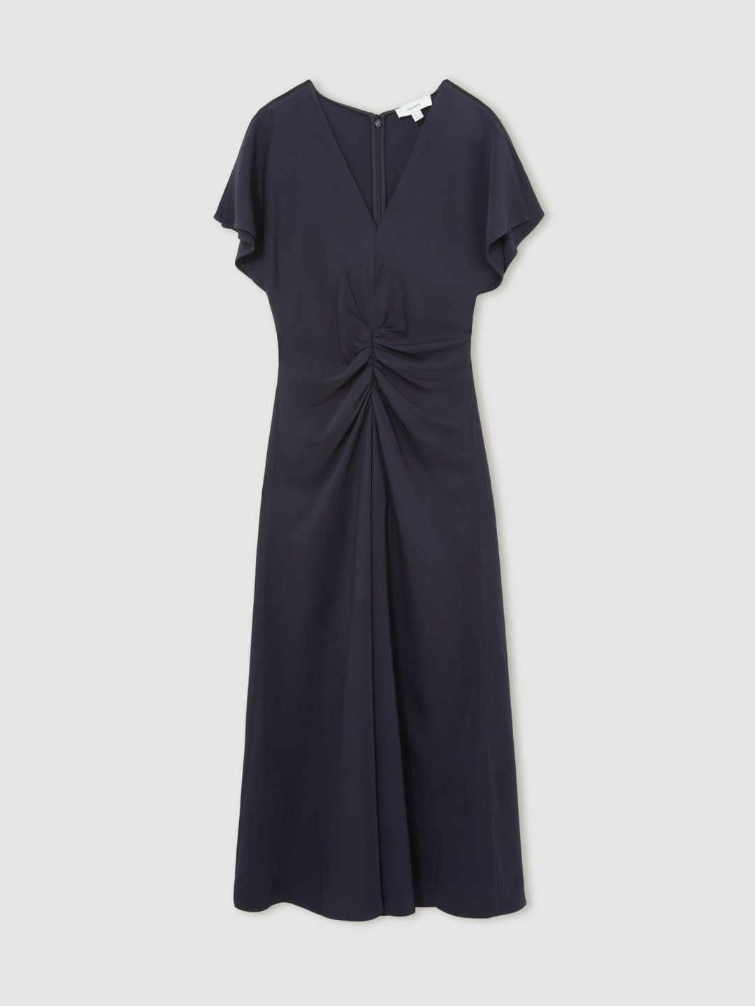 Petite Ruched-Front Midi Dress in Navy Women | Reiss