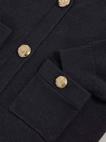 3-9 yrs Knitted Embossed-Button Cardigan in Navy Children & Baby | Reiss