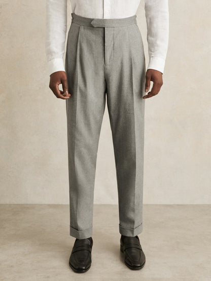 Regular Fit Herringbone Trousers With Cotton in Grey Men | Reiss