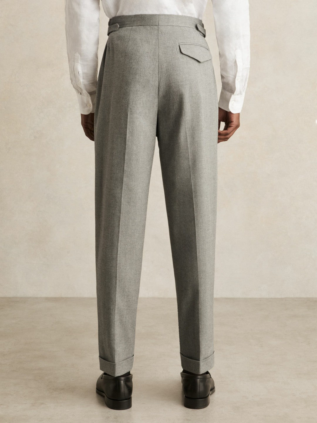 Regular Fit Herringbone Trousers With Cotton in Grey Men | Reiss
