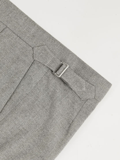 Regular Fit Herringbone Trousers With Cotton in Grey Men | Reiss
