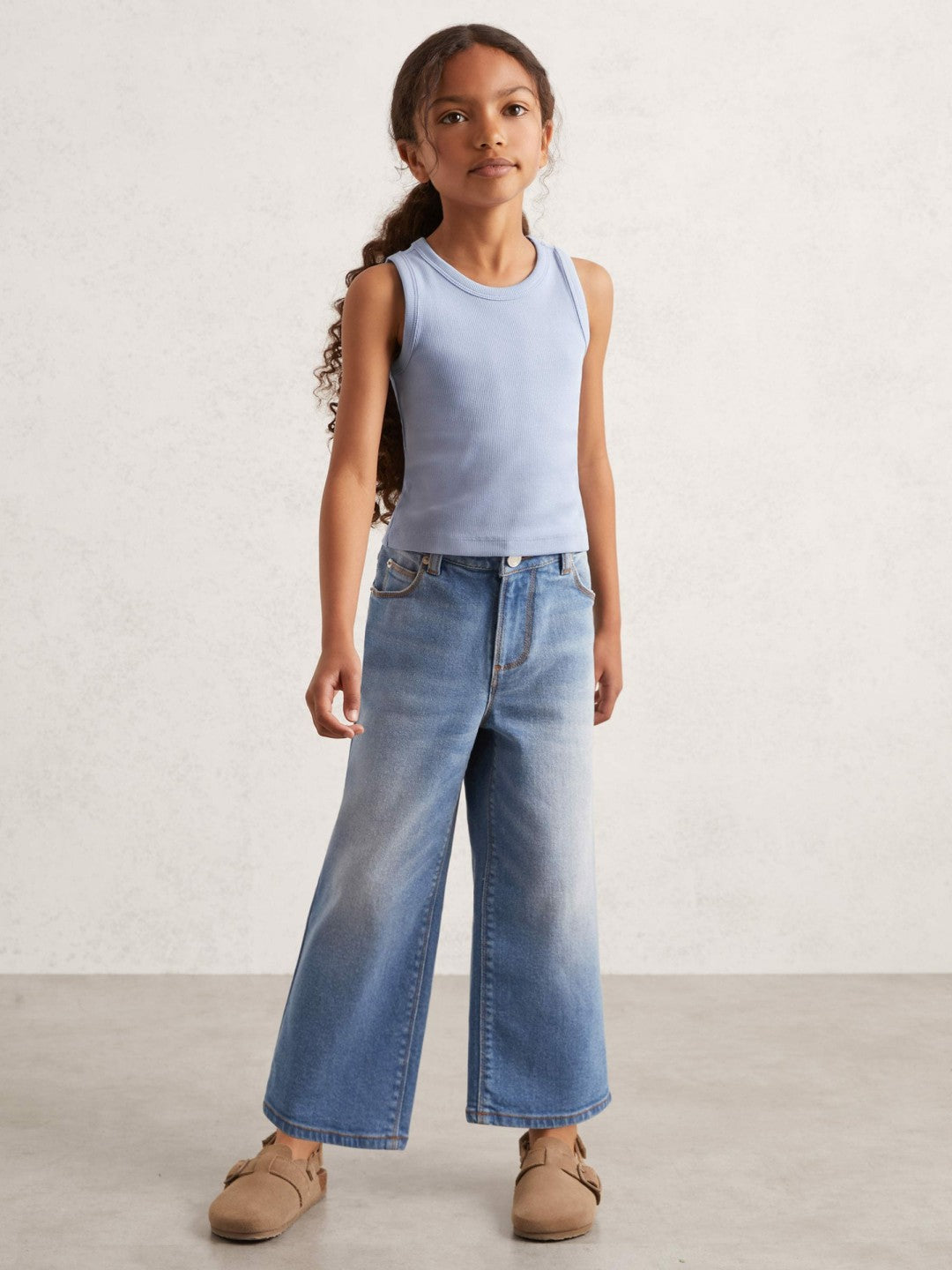 3-9 yrs Stretch-Cotton Ribbed Vest in Blue Children & Baby | Reiss