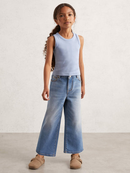 3-9 yrs Stretch-Cotton Ribbed Vest in Blue Children & Baby | Reiss