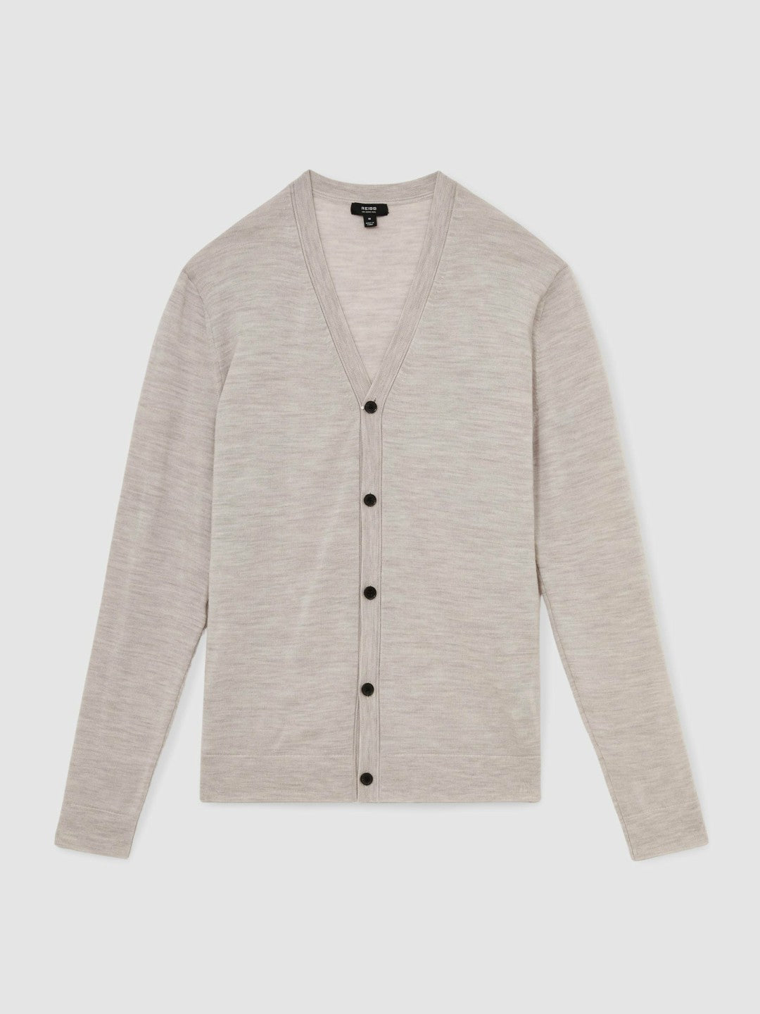 Merino Wool Button-Through Cardigan in Wicker Brown Melange Men | Reiss