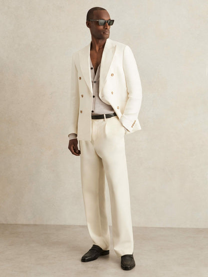 Merino Wool Button-Through Cardigan in Wicker Brown Melange Men | Reiss