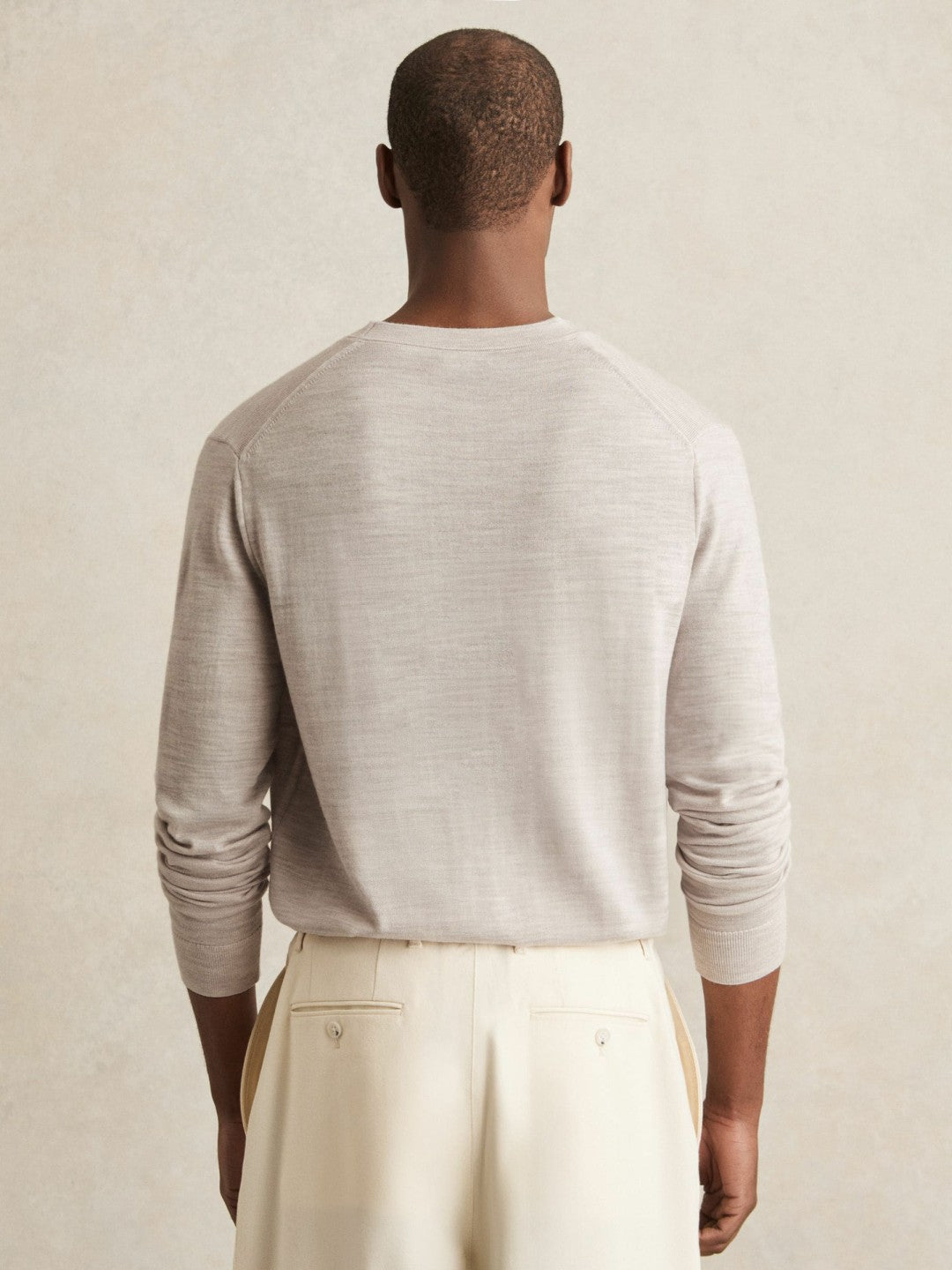 Merino Wool Button-Through Cardigan in Wicker Brown Melange Men | Reiss