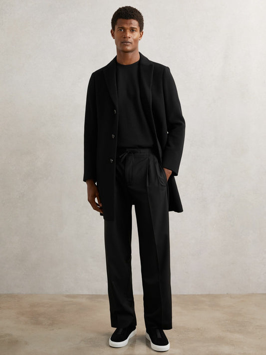 Relaxed-Fit Twill Drawstring Trousers in Black Men | Reiss