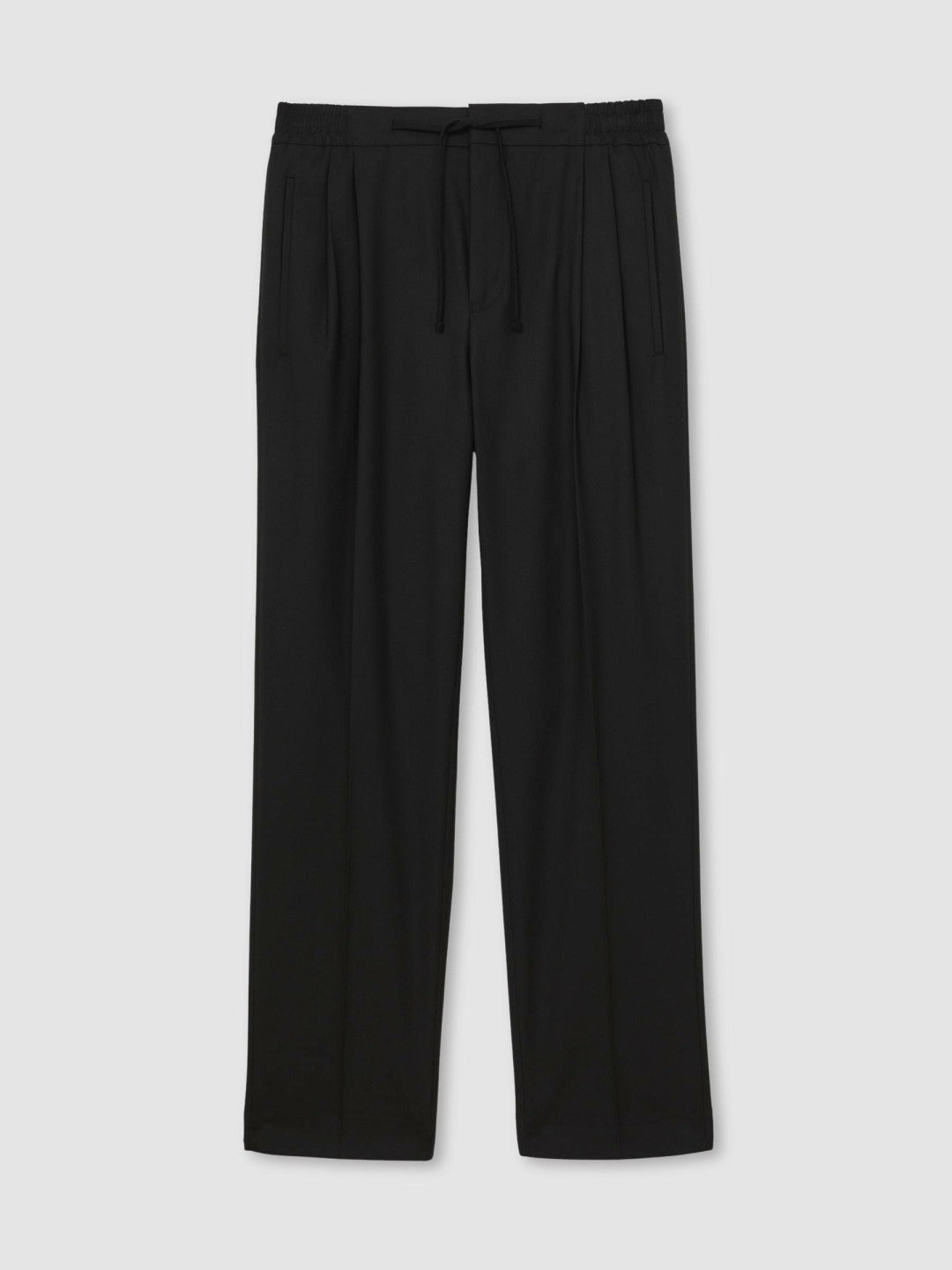 Relaxed-Fit Twill Drawstring Trousers in Black Men | Reiss