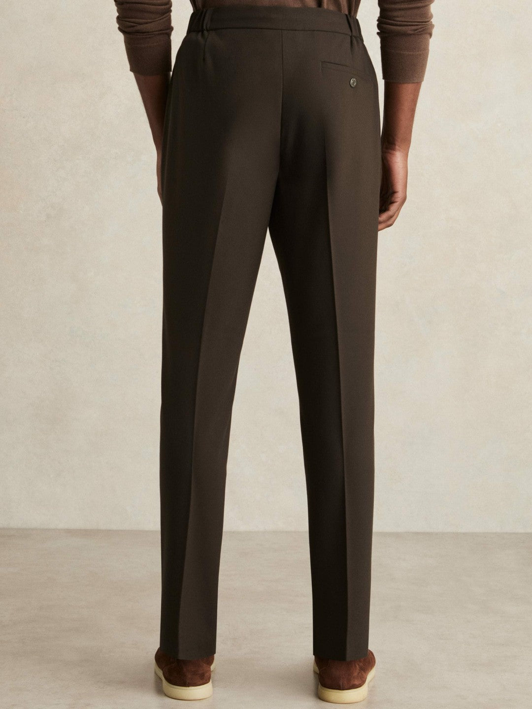 Slim-Fit Internal-Drawstring Trousers in Brown Men | Reiss