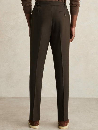 Slim-Fit Internal-Drawstring Trousers in Brown Men | Reiss