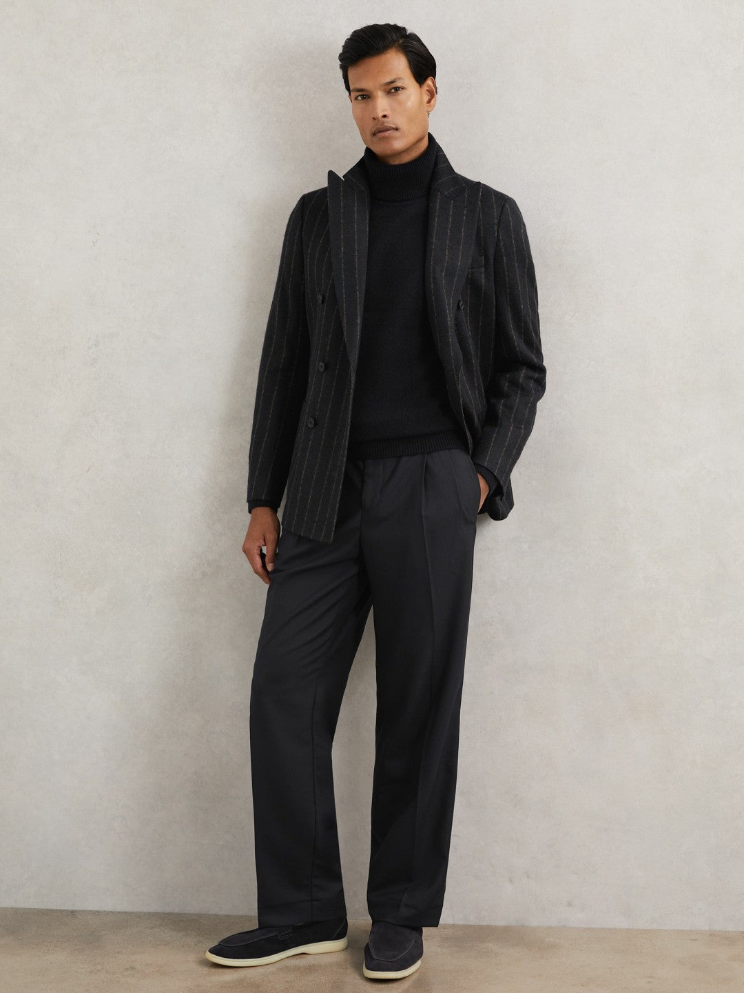 Relaxed-Fit Twill Drawstring Trousers in Navy Men | Reiss