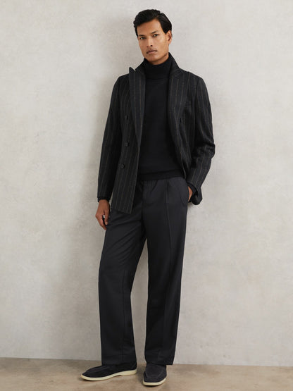 Relaxed-Fit Twill Drawstring Trousers in Navy Men | Reiss