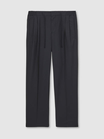 Relaxed-Fit Twill Drawstring Trousers in Navy Men | Reiss