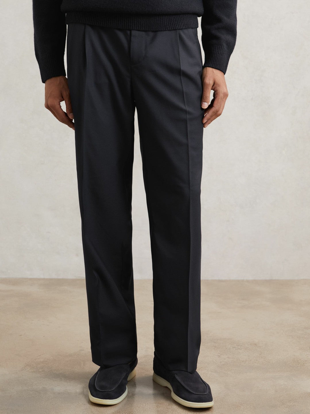 Relaxed-Fit Twill Drawstring Trousers in Navy Men | Reiss