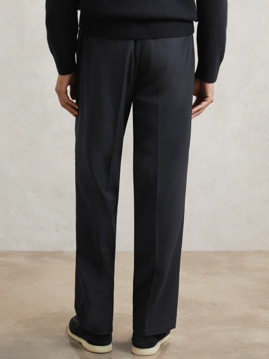 Relaxed-Fit Twill Drawstring Trousers in Navy Men | Reiss