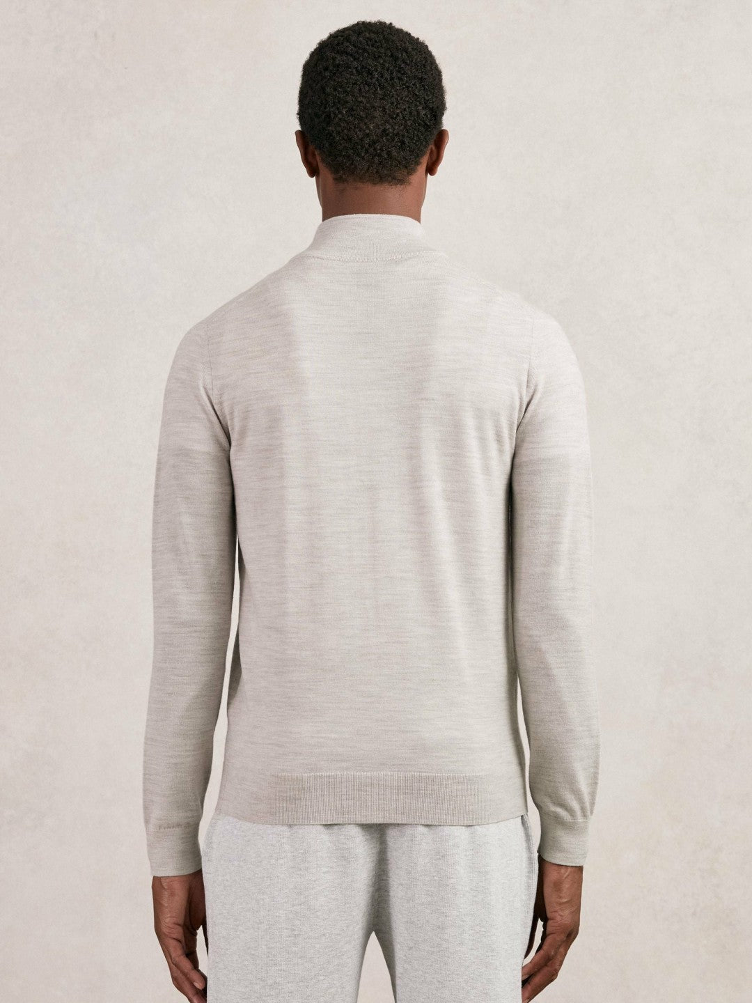 Merino Wool Zip Through Cardigan in Wicker Brown Melange Men | Reiss