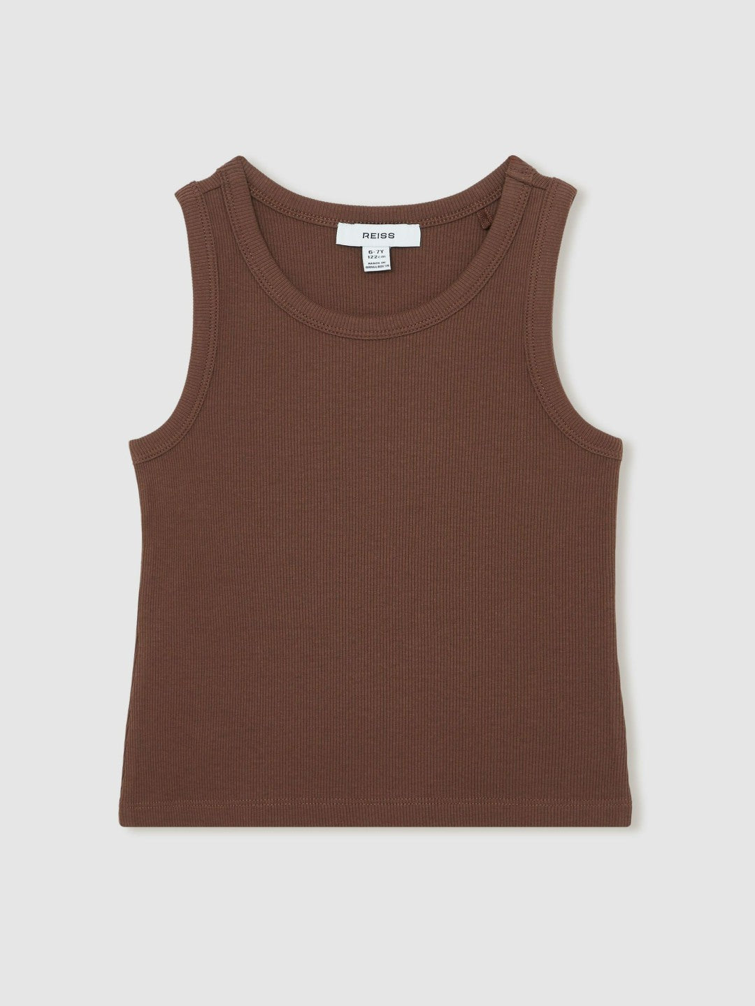 9-13 yrs Stretch-Cotton Ribbed Vest in Chocolate Children & Baby | Reiss