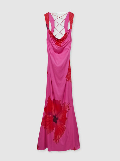 Good American Satin Floral Maxi Dress in Pink Women | Reiss