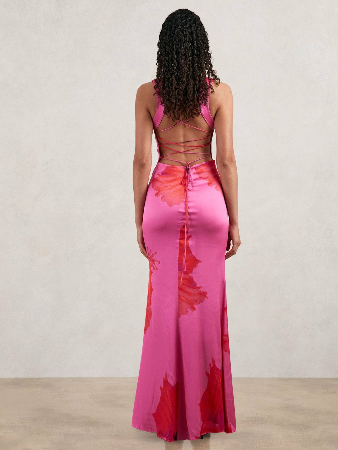 Good American Satin Floral Maxi Dress in Pink Women | Reiss