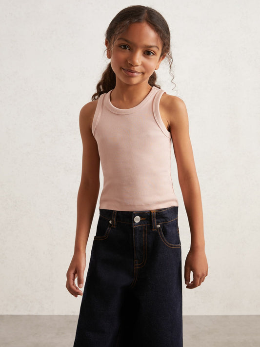 9-13 yrs Stretch-Cotton Ribbed Vest in Pink Children & Baby | Reiss