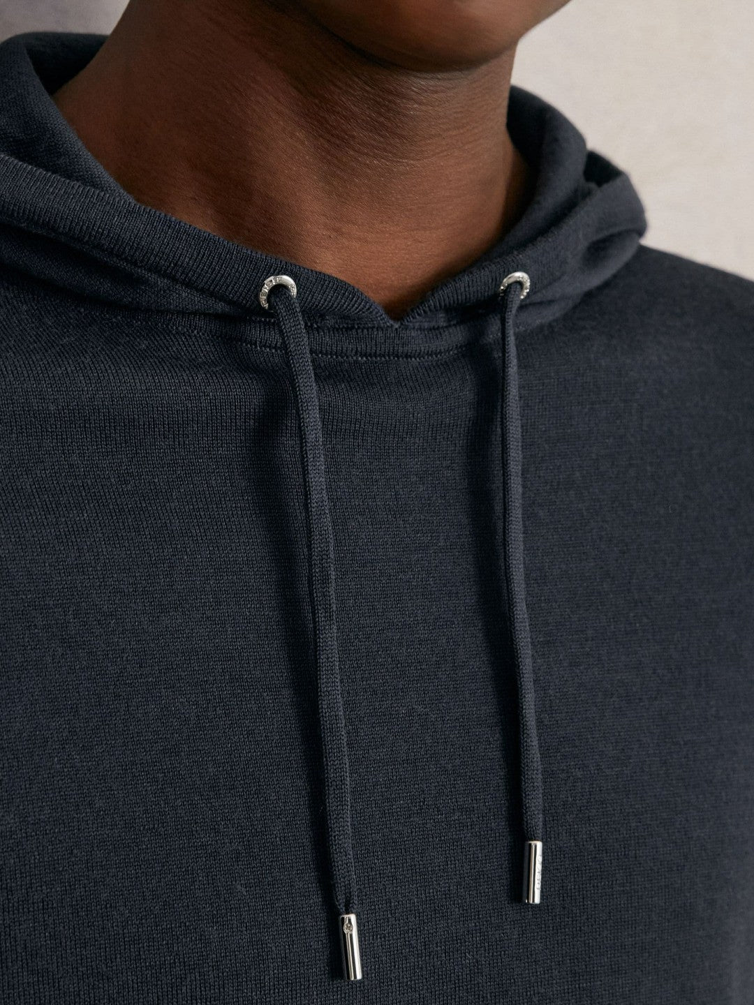 Merino Wool Drawstring Hoodie in Midnight Navy Men | Reiss