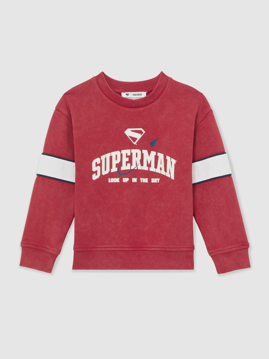 13-14 yrs Superman Cotton Logo Sweatshirt in Red Children & Baby | Reiss