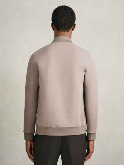 Hybrid Quilt and Knit Zip-Through Jacket in Taupe Brown Men | Reiss