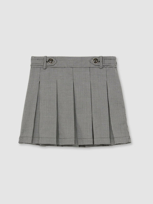Houndstooth Check Pleated Skirt in Black/White Children & Baby | Reiss